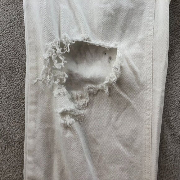 NWT Wild Fable Womens Dad Jeans Size 4 High Rise White Distressed Denim Straight - Picture 11 of 16